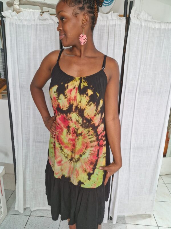 Tie-Dye Dress with Adjustable Straps & Pockets