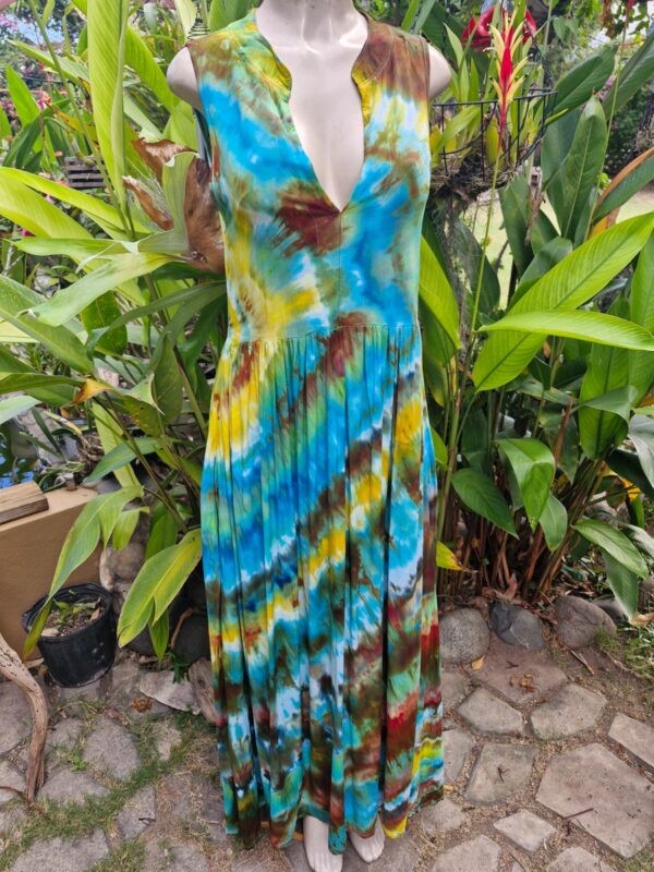 Blue & Yellow Tie-Dyed Dress