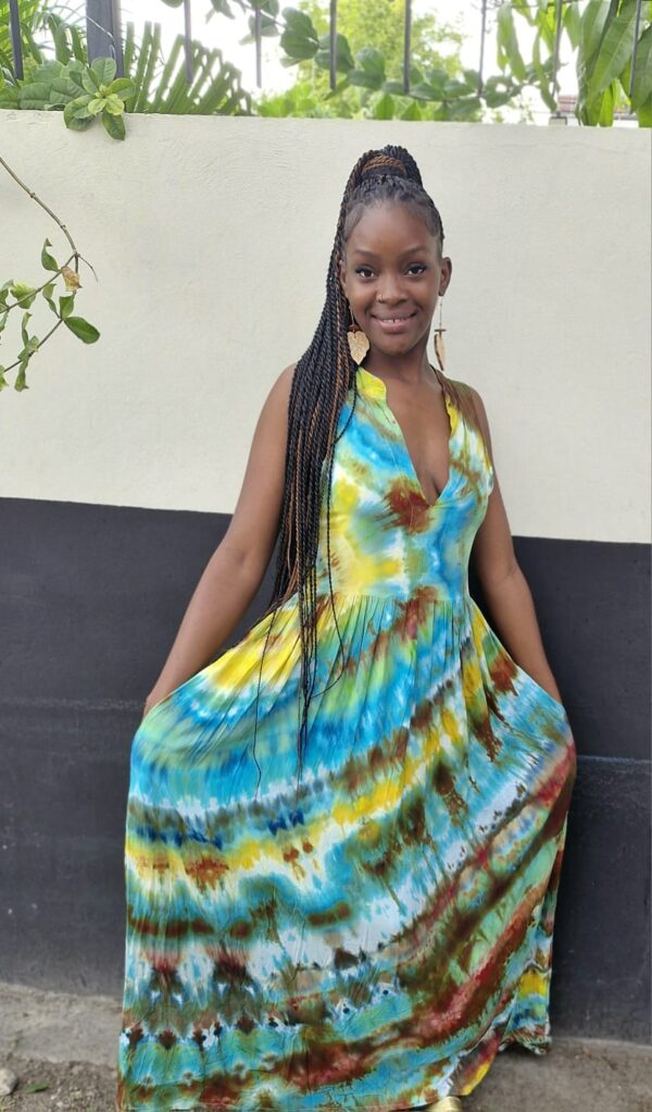 Tie-Dye Long Dress with Pockets